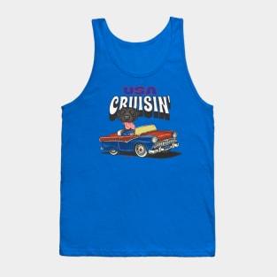 Humorous funny and cute black lab is driving a vintage car through the USA tee Tank Top